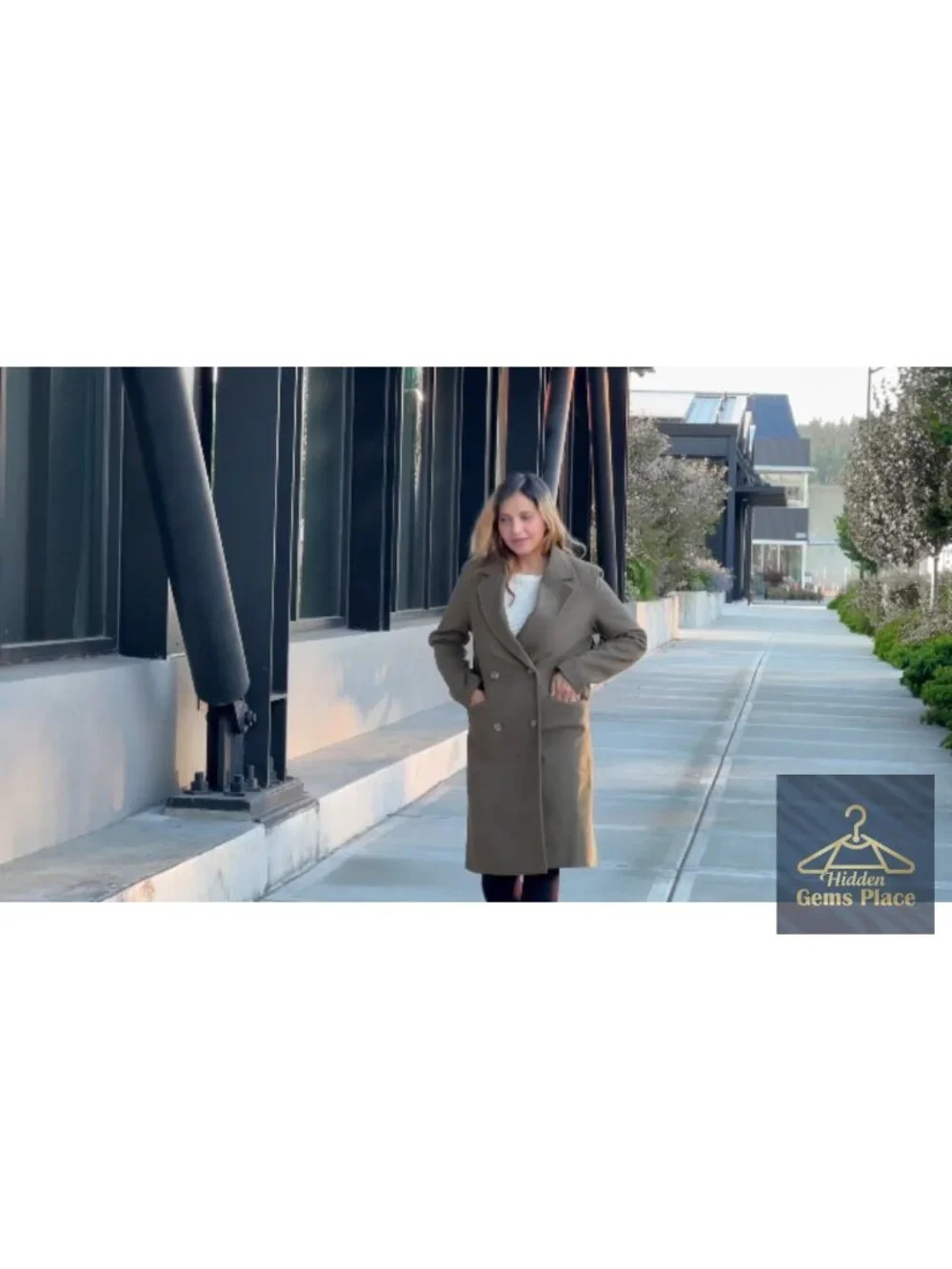 Women's Notched Lapel Double Breasted Pea Coat Mid Long Coat